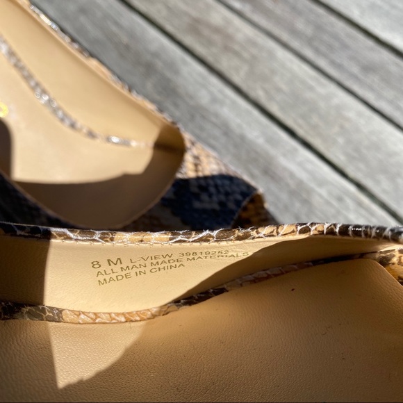 🍂 FRANCO SARTO PEEP TOE SNAKESKIN TAN PUMPS! - Picture 9 of 14